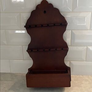 Vintage wooden Souvenir Spoon Display rack 22 slots